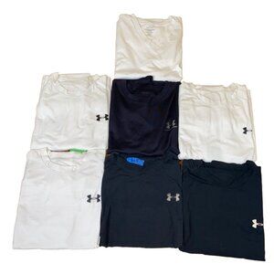 7-Pack Mens Under Armour & Calvin Klein T-Shirts Black White Cotton V-Neck & Cre